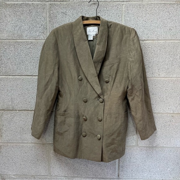 Vintage Anne Carson Linen/Silk Blend Double Breasted Blazer - Picture 1 of 9